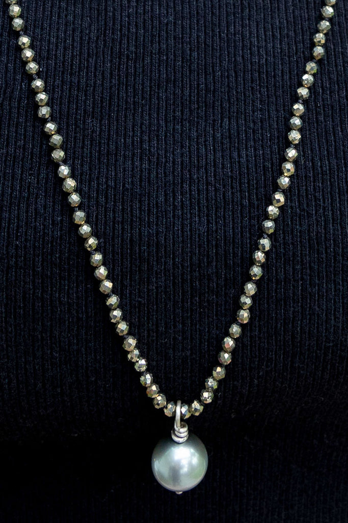 Pyrite Necklace with Tahitian Pearl