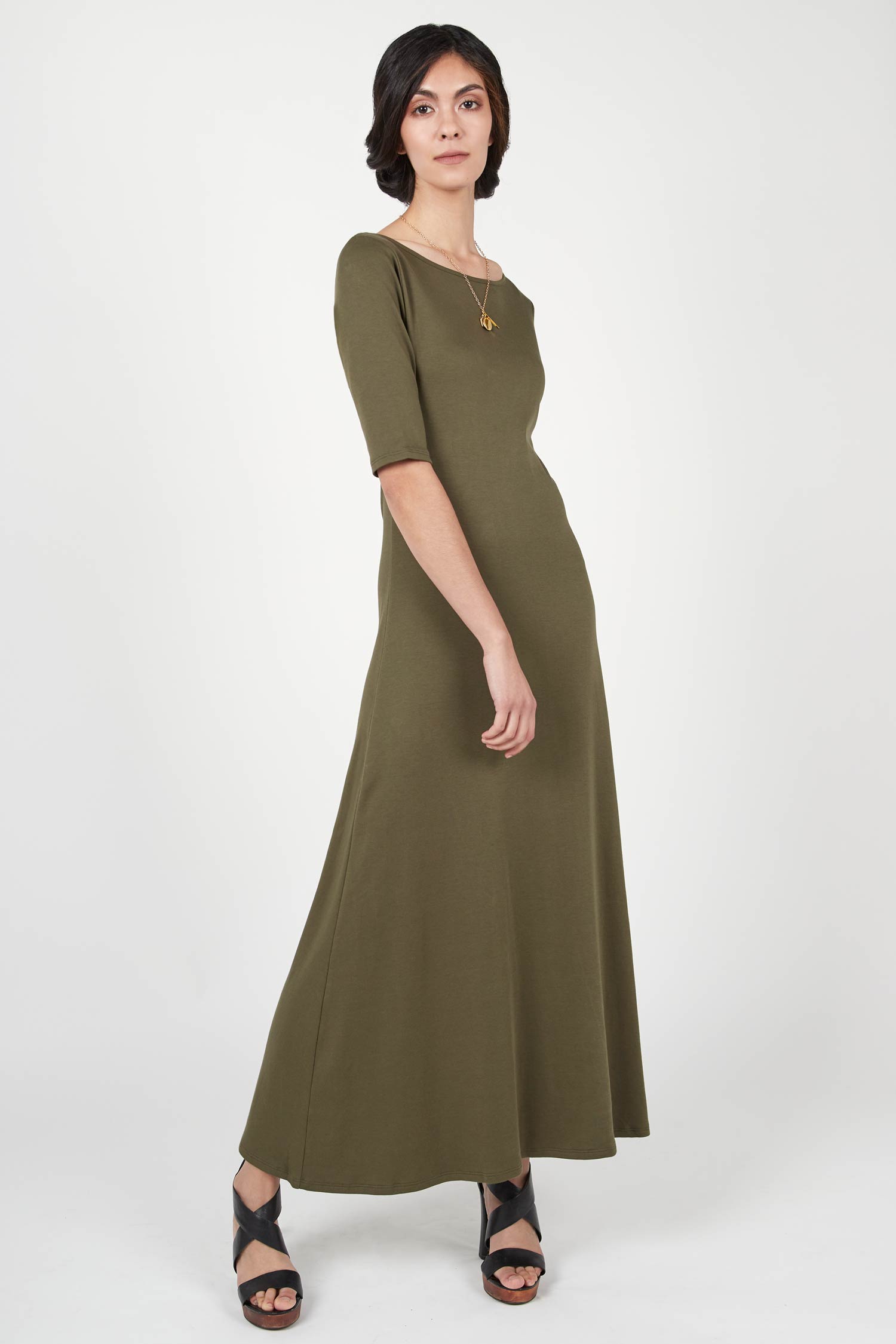 Elbow Sleeve Boatneck Dress - Indigenous