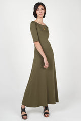 Elbow Sleeve Boatneck Dress - Indigenous