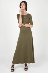 Elbow Sleeve Boatneck Dress - Indigenous