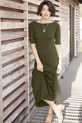 Elbow Sleeve Boatneck Dress - Indigenous