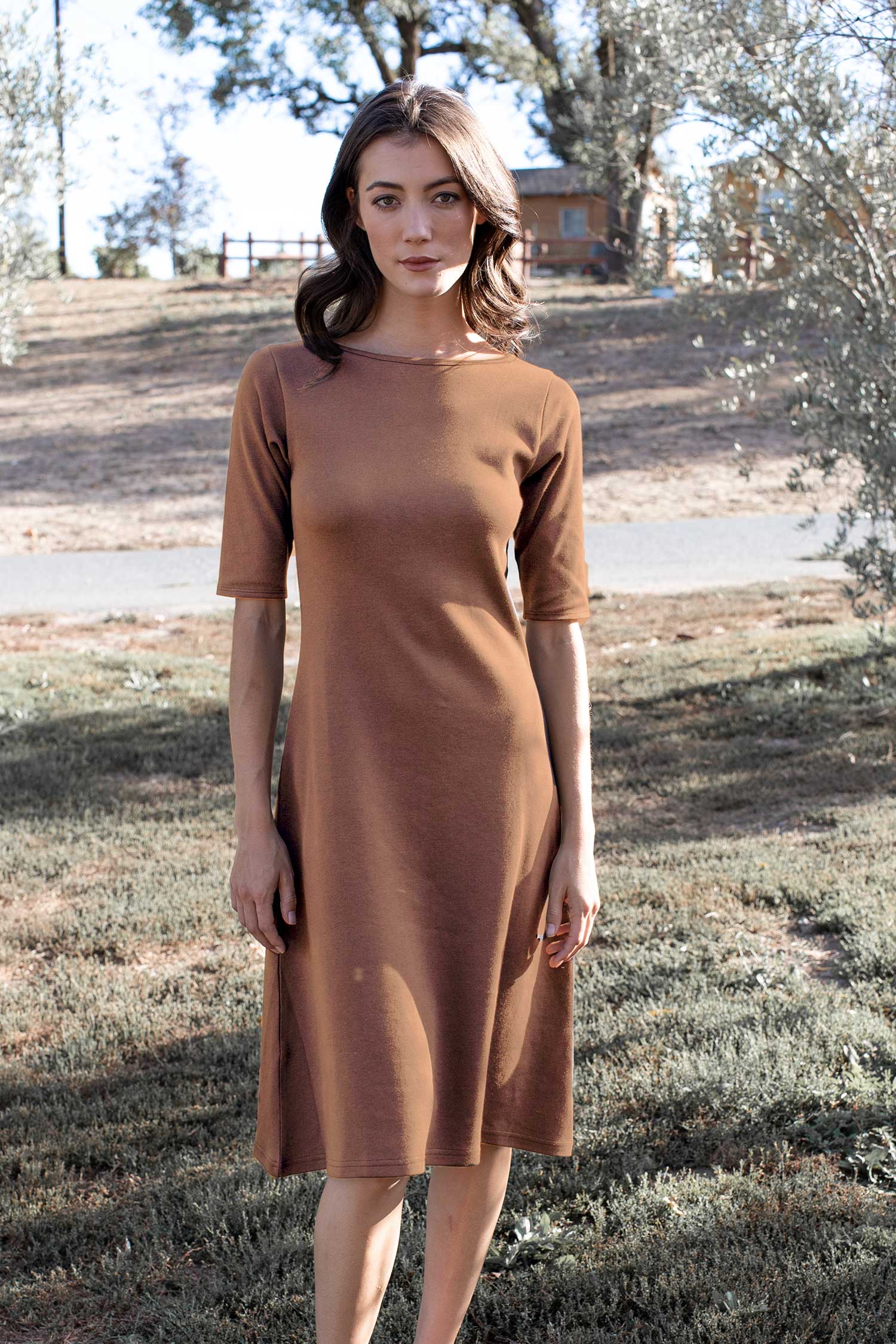 Womens Organic Essential Boatneck Midi Dress | Indigenous
