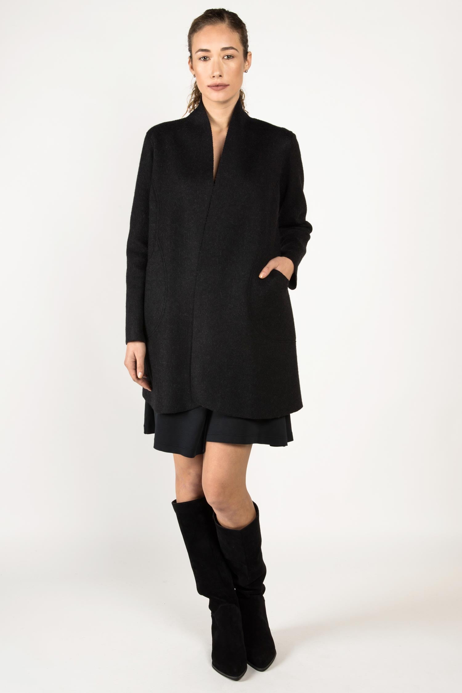 Ba&Sh Woman Coat Black Size 0 Virgin Wool, POLYESTER, Acrylic, Alpaca Wool, Polyamide